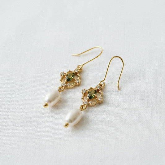 1/14 PRE-ORDER Green Gemstone Drop Earrings