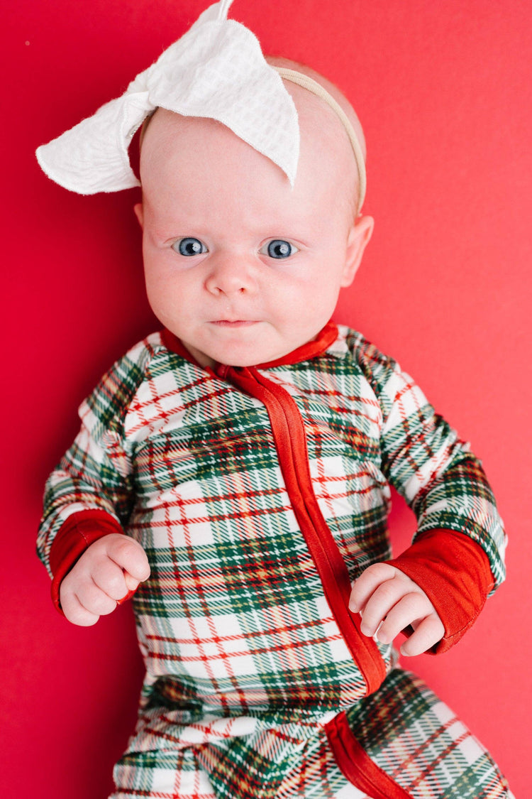 Christmas Plaid Bamboo Sleeper ONE 6-12M LEFT