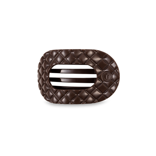 Teleties Small Flat Round Hair Clip Truly Taupe Quilted