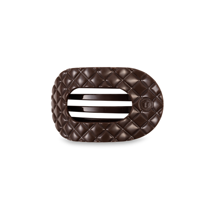 Teleties Small Flat Round Hair Clip Truly Taupe Quilted
