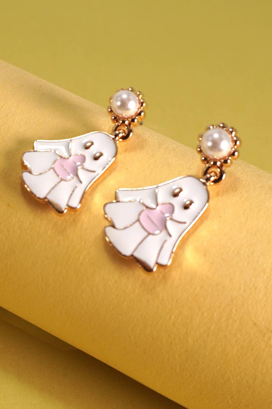 White Epoxy Ghost Drop Pearl Earrings