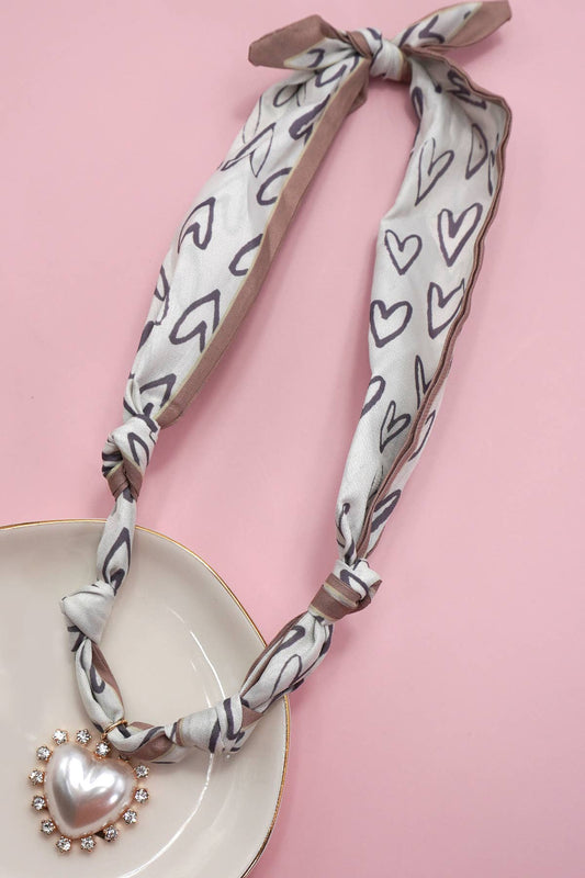 Handmade Scarf Charm Necklace Hearts