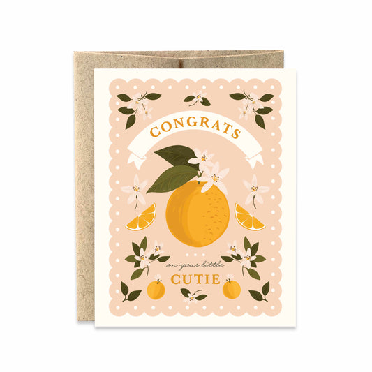 Congrats on Your Cutie Baby Pink Orange Greeting Card
