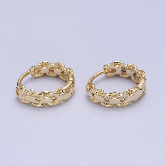 Braided Rolo Chain Link Huggie Hoop Earrings ONE LEFT