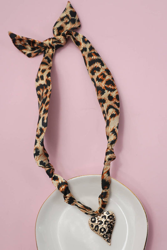 Handmade Scarf Charm Necklace Cheetah