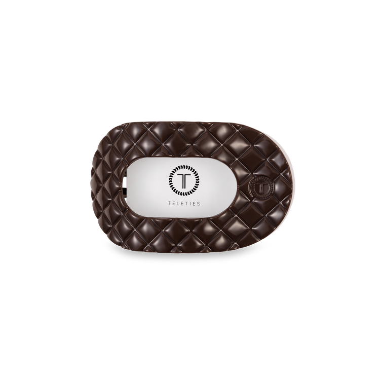 Teleties Small Flat Round Hair Clip Truly Taupe Quilted