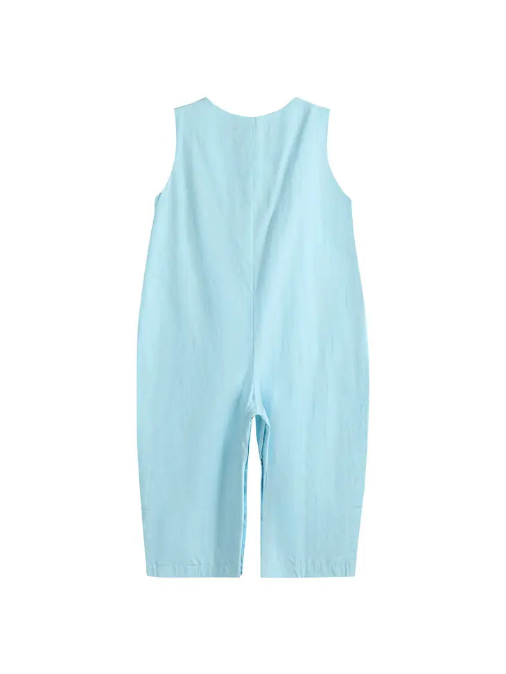 Blue Santa Smocked Overalls