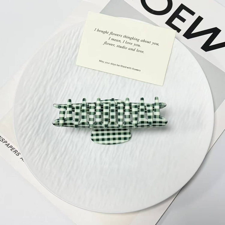 Green & White Gingham Hair Clip PRE-ORDER