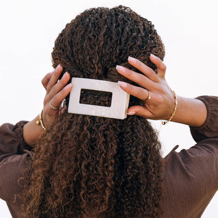 Teleties Almond Beige Flat Rectangle Clip Medium ONE LEFT