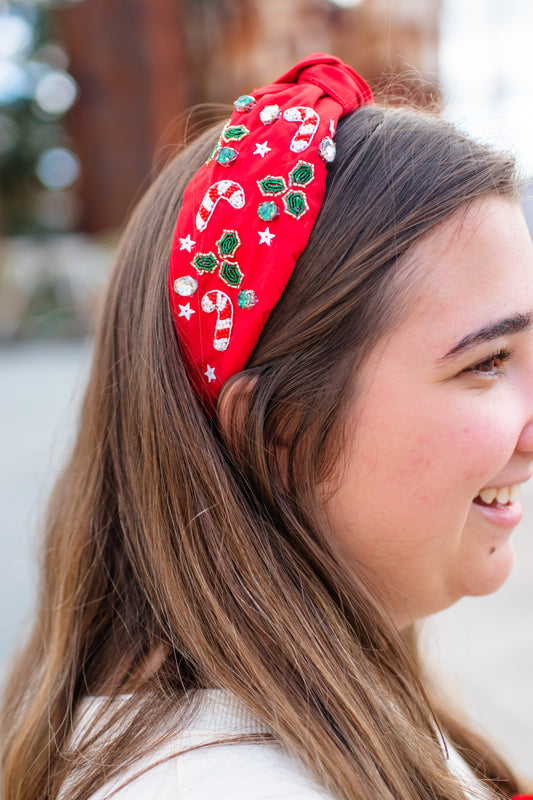 Candy Cane & Mistletoe Headband