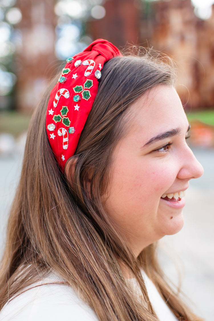 Candy Cane & Mistletoe Headband