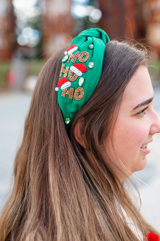 "HO HO HO" Beaded Headband