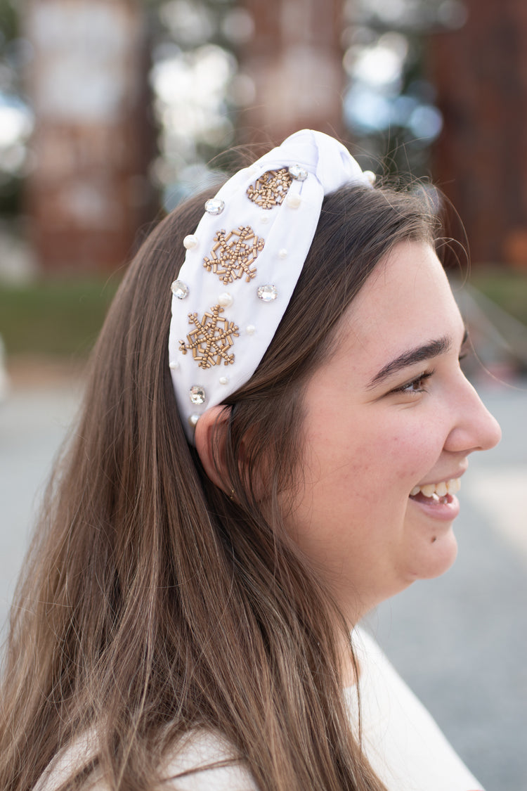Snowflake Beaded Headband