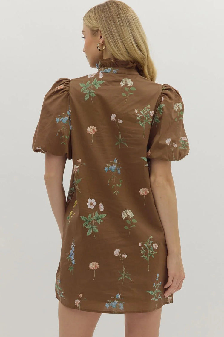 Brown Fall Floral Dress