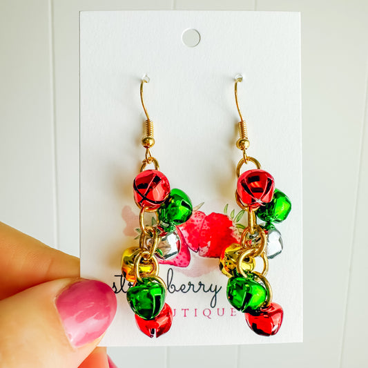 Gold Jingle Bells Dangle Earrings