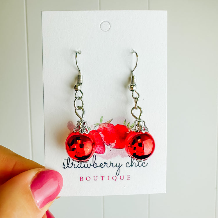Red & Silver Ornament Dangle Earring