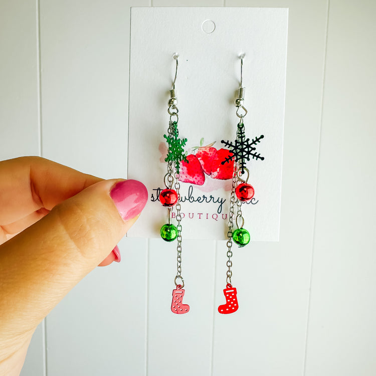 Snowflake & Stocking Dangle Earring