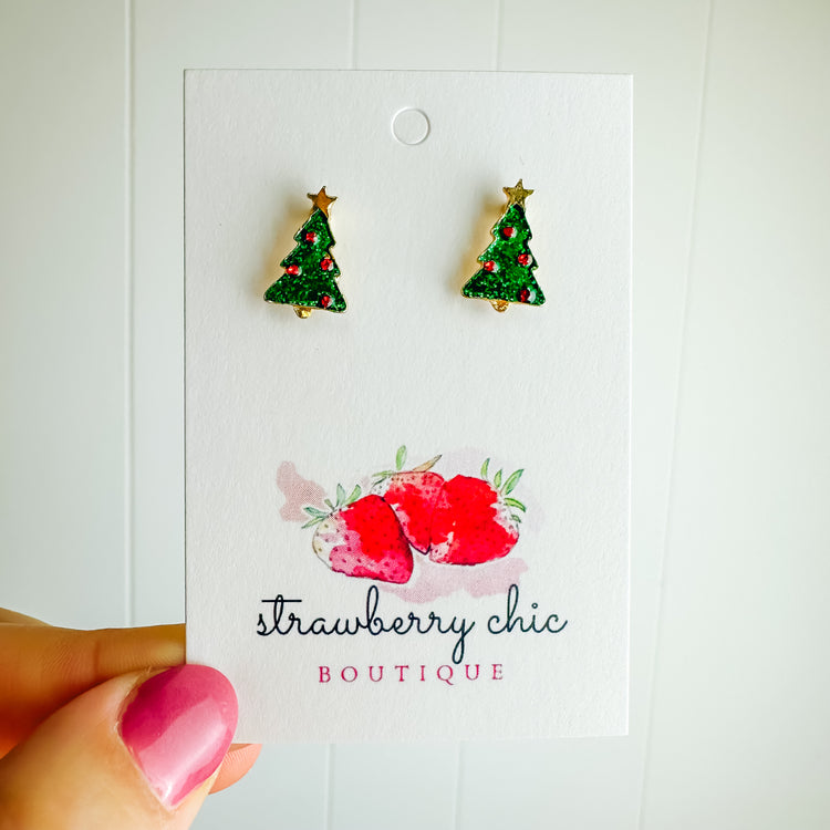 Rhinestone Christmas Tree Stud
