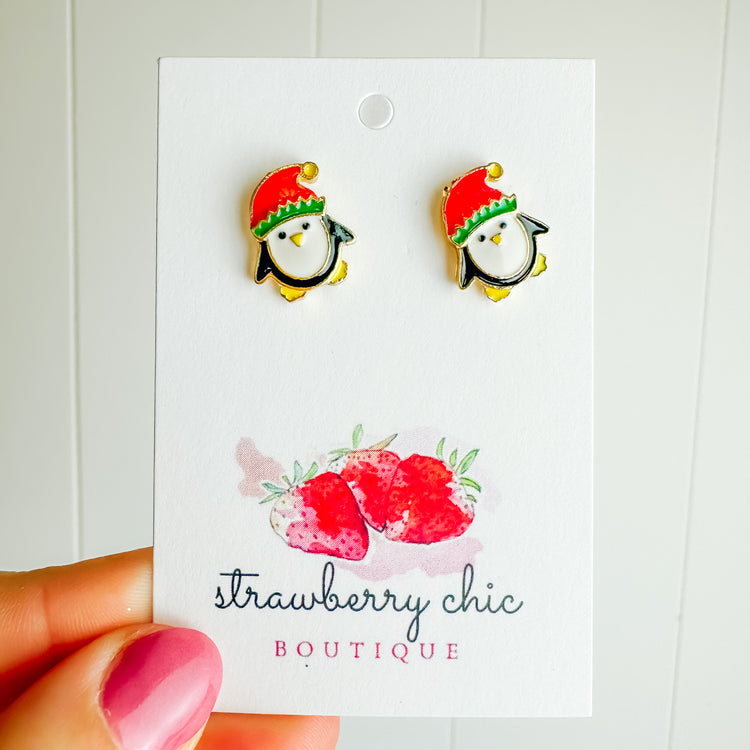Christmas Penguin Stud Earring