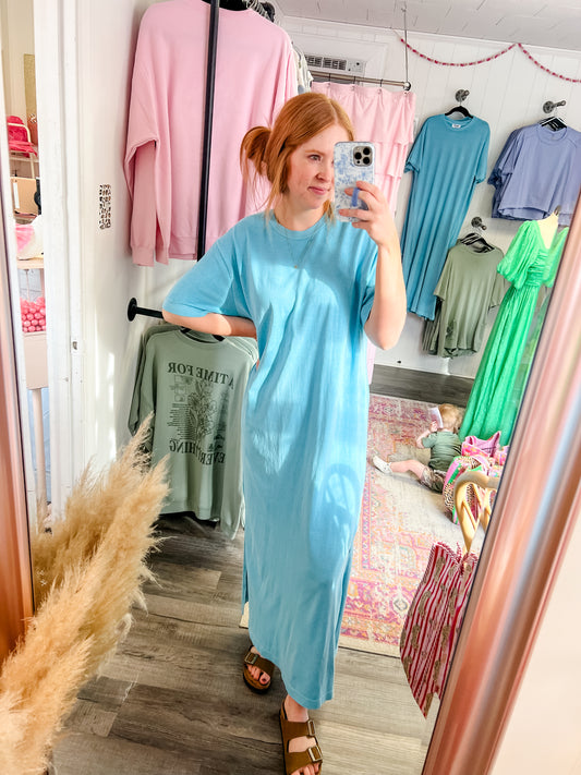 Aqua T-shirt Maxi Dress