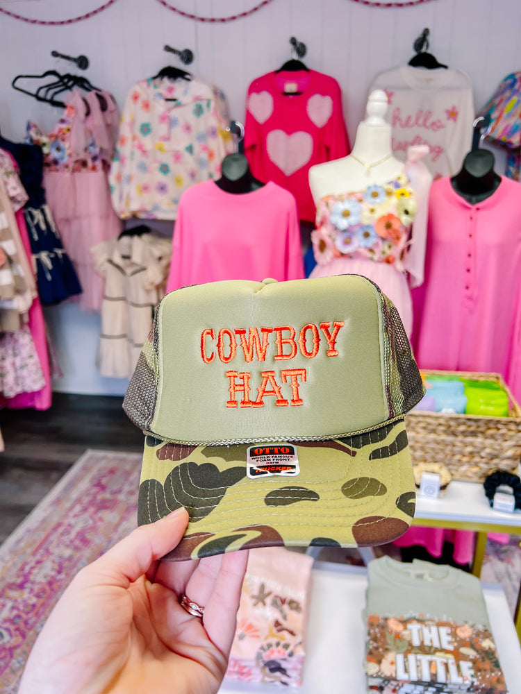Cowboy Hat Embroidery Trucker Camo/Olive