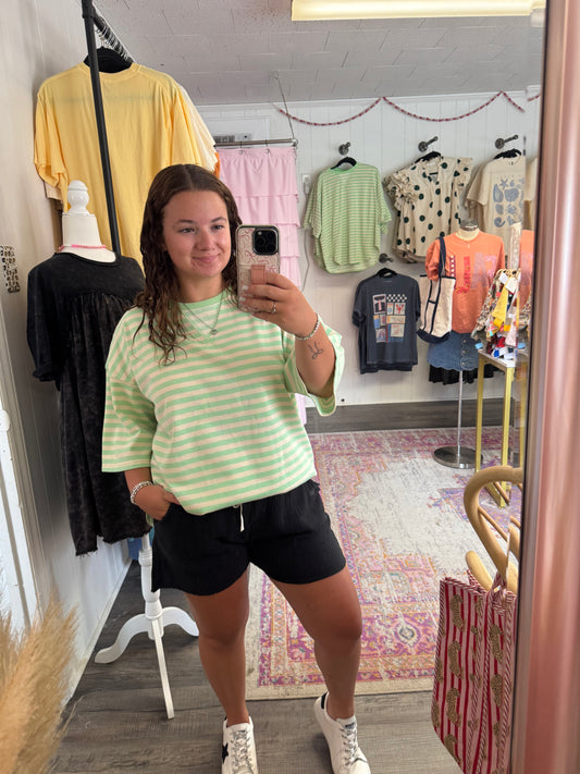 Striped Mint Oversized Top