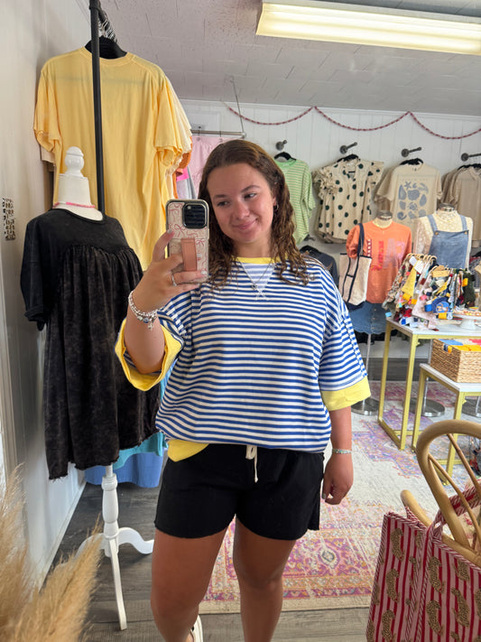 Oversized Striped Blue Combo Blouse