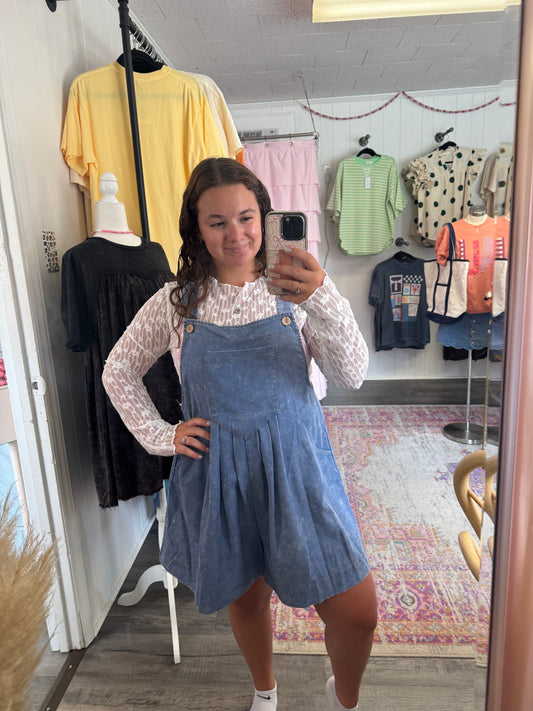 Denim Mineral Washed Overall Romper