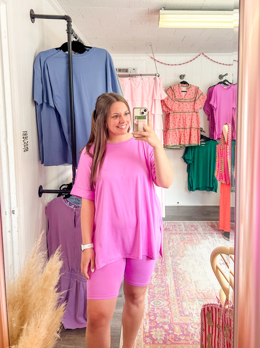 Brushed Biker Shorts Set Mauve ONE XL LEFT