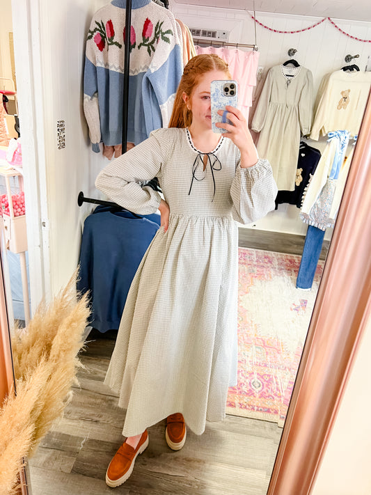 June Checkered Ribbon Dress