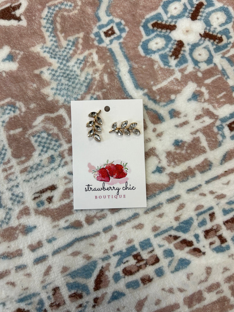 Gold Leaf Stud Earrings ONE LEFT
