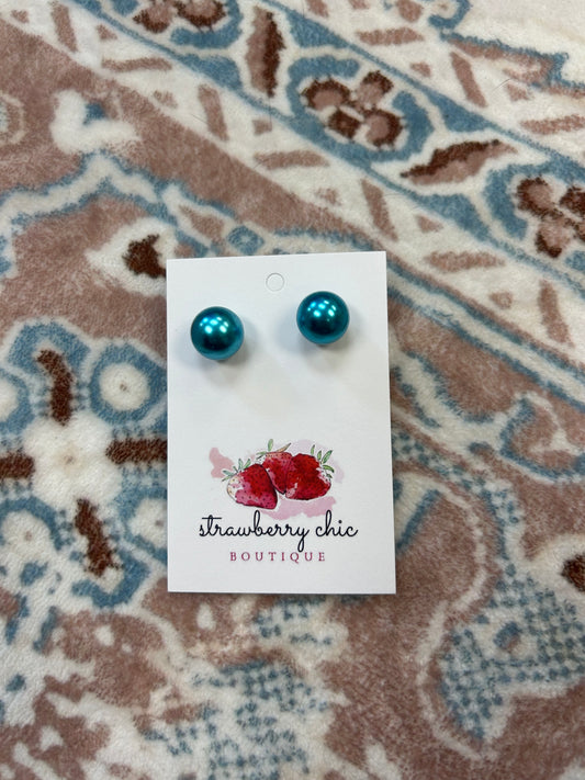 Large Blue Pearl Earrings ONE LEFT