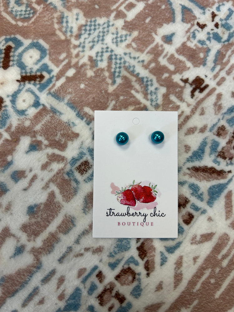 Small Blue Pearl Earrings ONE LEFT