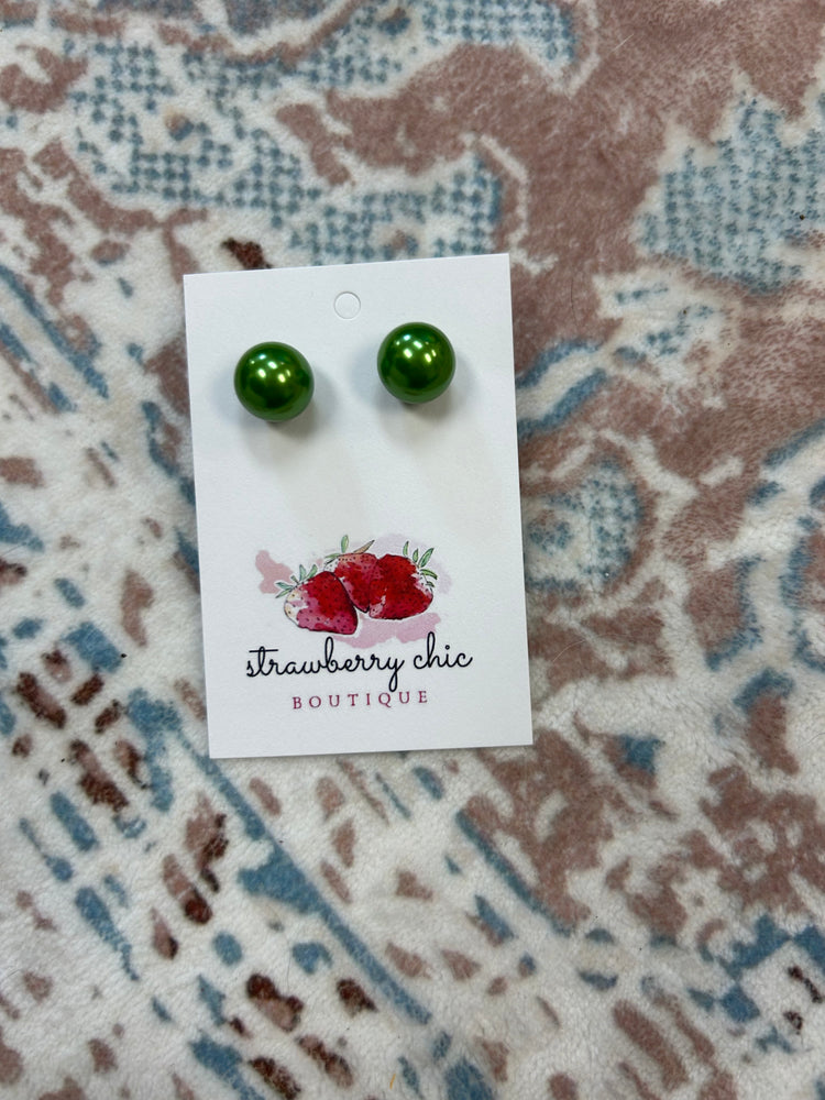 Large Green Pearl Earrings ONE LEFT
