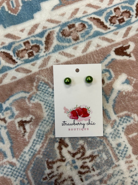 Small Green Pearl Earrings ONE LEFT
