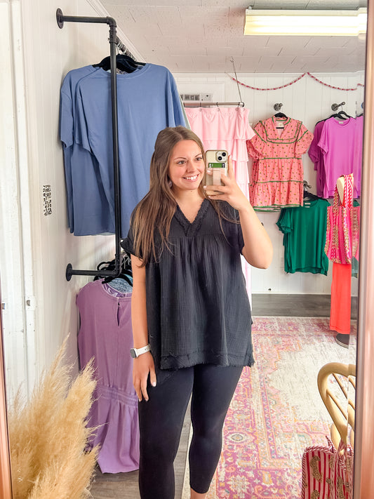 Neutral Days V-neck Top Black