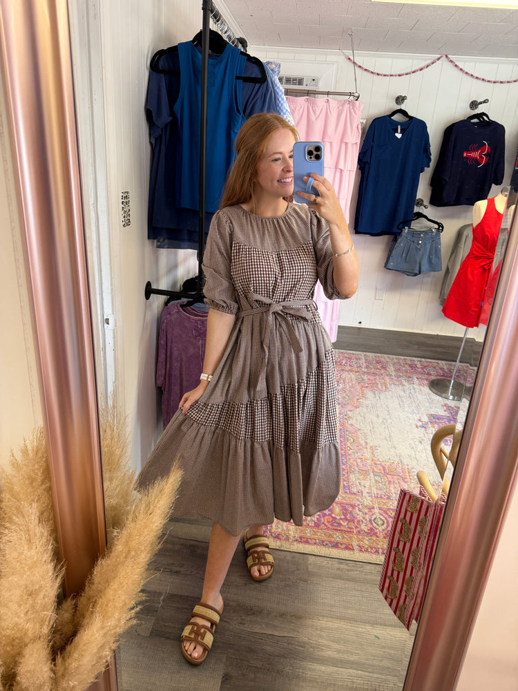 Nova Gingham Midi Dress