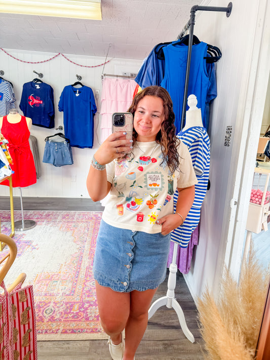 Summer Collage Mid Crop Graphic Tee