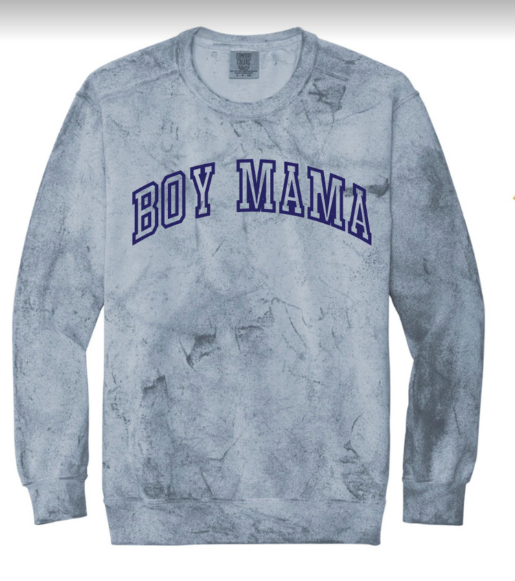 Boy Mama Blue Acid Washed Sweatshirt