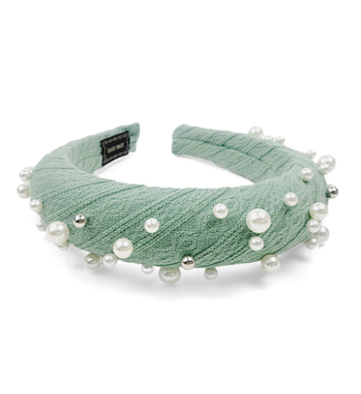 Pearl & Metal Ball Decor Headband Mint