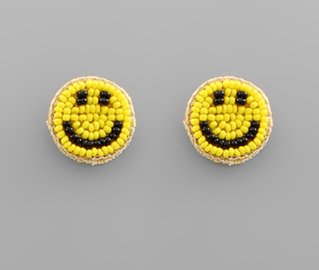 Beaded Smile Face Stud