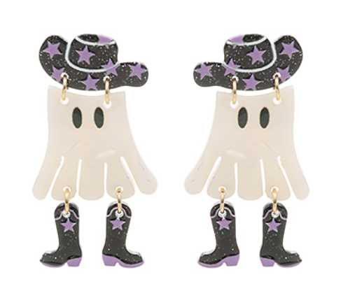 Linked Hat & Boot Ghost Earring-Black