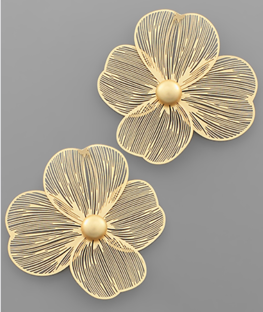 Brass Filigree Flower Earrings