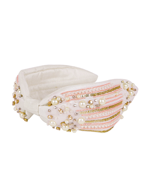 Pearl & Sequin Lined Headband-Ivory