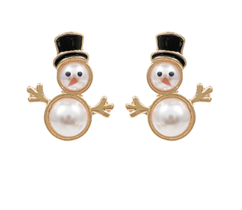 Pearl Snowman Earrings