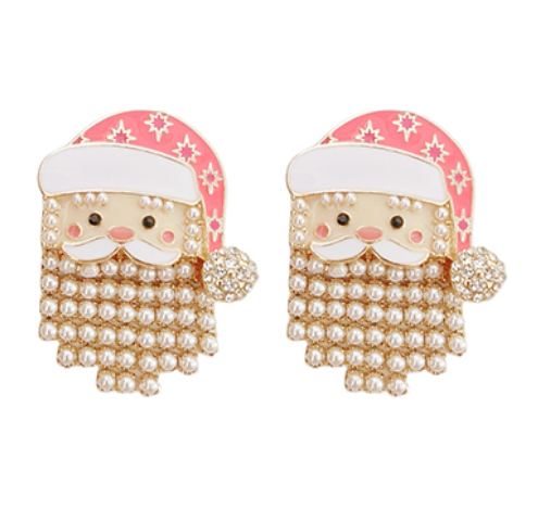 Christmas Santa & Pearl Tassel Earrings
