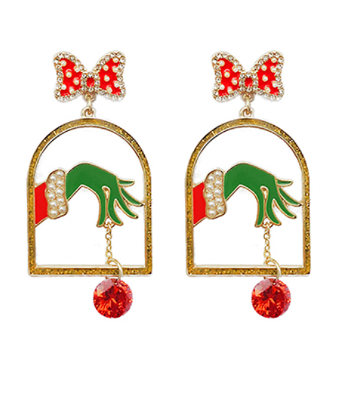 Grinch Christmas & Enamel Earrings