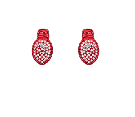 Christmas Light Bulb Earrings-Red