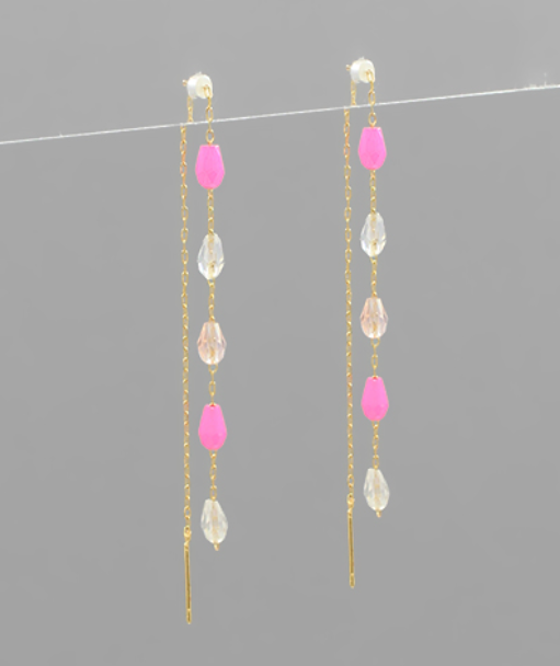 Glass Beads Dangle Chain-Fuchsia