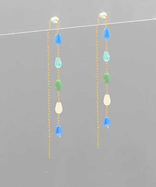 Glass Beads Dangle Chain-Turquoise